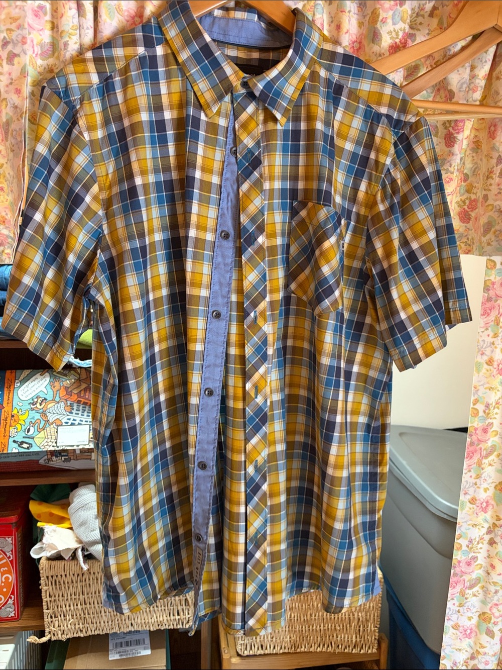 Marmot Short-Sleeve Plaid Button-Down Shirt - Yellow & Blue